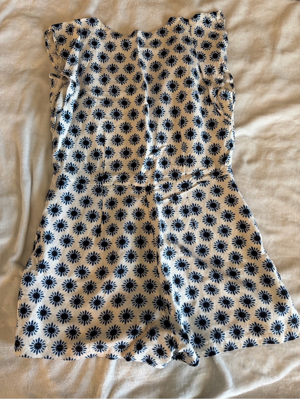 LOFT White Dress with Navy Floral Burst Print - Picture 7 of 12